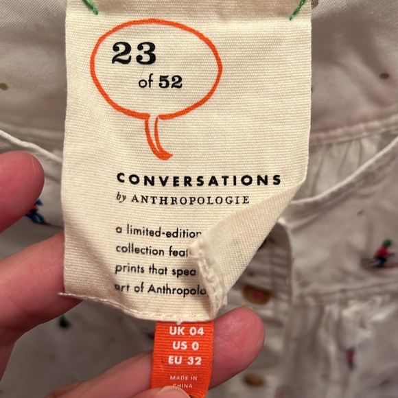 Anthropologie 23 of 52 Conversations Skier Button Down Shirt Size 0 - Picture 2 of 4
